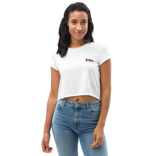 URNY MUSIC WOMEN'S All-Over Print Crop Tee