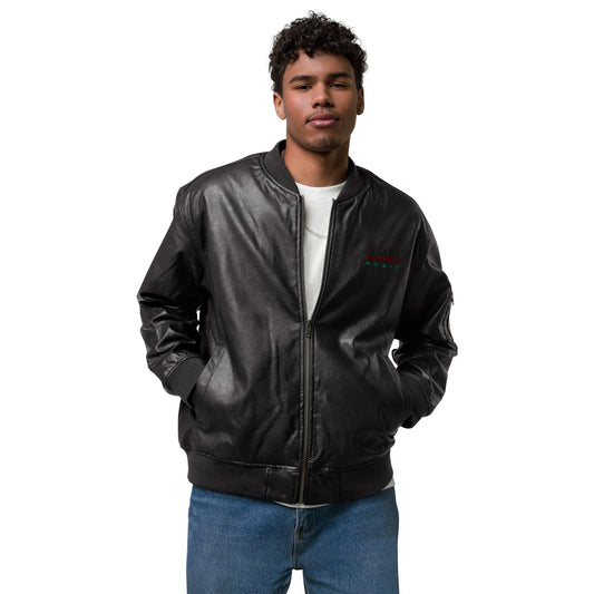 URNY MUSIC  FAUX Leather Bomber Jacket